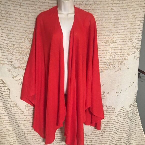 Womens Vintage Emily Wetherby Draped Cape Open Shawl Red One Size  T - Picture 1 of 6